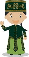personagem a partir de uzbequistão vestido dentro a tradicional caminho ilustração. crianças do a mundo coleção. vetor
