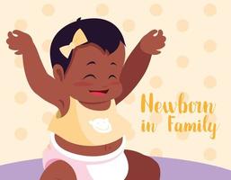 recém-nascido em cartão de família com menina afro vetor