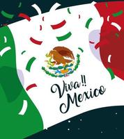 etiqueta viva mexico com bandeira mexicana vetor