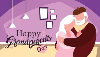 pôster feliz do dia dos avós com o casal se abraçando vetor