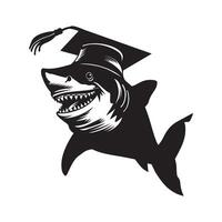 graduando Tubarão com uma boné ilustração vetor