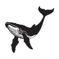 ilustração do uma cantando baleia dentro Preto e branco vetor