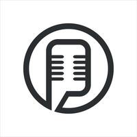 podcast dentro uma círculo linha arte logotipo Projeto modelo vetor