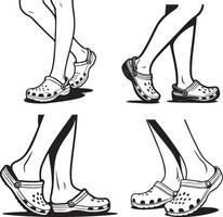 mulher vestindo crocs sapatos ilustração. vetor