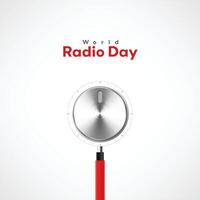 mundo rádio dia criativo Publicidades Projeto. fevereiro 13 rádio dia social meios de comunicação poster 3d ilustração. vetor