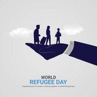 internacional refugiado dia. internacional refugiado dia criativo Publicidades Projeto. Junho 20. , arte, ilustração, 3d vetor