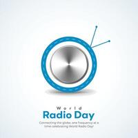 mundo rádio dia criativo Publicidades Projeto. fevereiro 13 rádio dia social meios de comunicação poster 3d ilustração. vetor