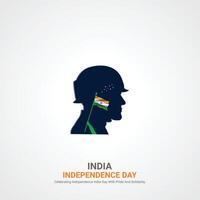 indiano independência dia, indiano independência dia criativo Publicidades Projeto. social meios de comunicação postar 3d ilustração. vetor