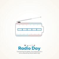 mundo rádio dia criativo Publicidades Projeto. fevereiro 13 rádio dia social meios de comunicação poster 3d ilustração. vetor