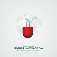 internacional mãe língua dia criativo Publicidades. 21 fevereiro mãe língua dia do Bangladesh. poster, bandeira ilustração . 3d vetor