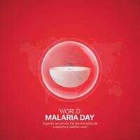 mundo malária dia. mundo malária dia criativo Publicidades Projeto abril 25. social meios de comunicação poster, , 3d ilustração. vetor