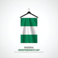 Nigéria independência dia. Nigéria independência dia criativo Publicidades Projeto. social meios de comunicação publicar, , 3d ilustração. vetor