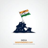 indiano independência dia, indiano independência dia criativo Publicidades Projeto. social meios de comunicação postar 3d ilustração. vetor