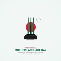internacional mãe língua dia criativo Publicidades. 21 fevereiro mãe língua dia do Bangladesh. poster, bandeira ilustração . 3d vetor