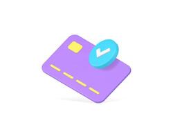 crédito débito cartão sucesso Forma de pagamento financeiro transação completo 3d ícone realista vetor
