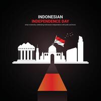 Indonésia independência dia. Indonésia independência dia criativo Publicidades Projeto. 3d ilustração. vetor
