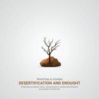 mundo dia para combate desertificação e seca, mundo dia para combate desertificação e seca criativo Publicidades. 17 junho, ilustração,,3d vetor