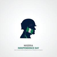 Nigéria independência dia. Nigéria independência dia criativo Publicidades Projeto. social meios de comunicação publicar, , 3d ilustração. vetor