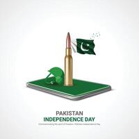 Paquistão independência dia. Paquistão independência dia criativo Publicidades Projeto. publicar, , 3d ilustração. vetor