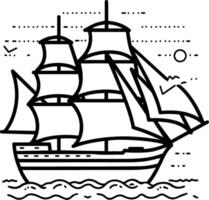 barco a vela ícone estilo ilustração vetor