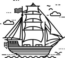 barco a vela ícone estilo ilustração vetor