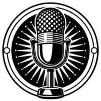 microfone podcast arte vetor