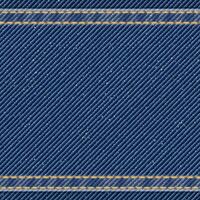 jeans azul brim têxtil padronizar quadrado fundo com ouro costuras e vinco ilustração. vetor