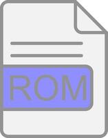 ROM Arquivo formato linha preenchidas luz ícone vetor
