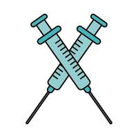 covid 19 coronavírus, seringa de vacinação médica, ícone de estilo plano prevenção espalhar surto de doença pandêmica vetor