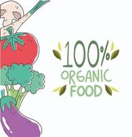 Brócolis de tomate fresco e berinjela alimentos saudáveis orgânicos com frutas e vegetais vetor