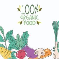 nutrição orgânica comida saudável com frutas e vegetais frescos vetor