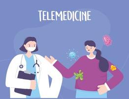 telemedicina, consulta médico e paciente, tratamento médico e serviços de saúde online vetor