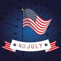 bandeira dos EUA com desenho vetorial de fita de 4 de julho vetor