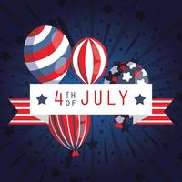 balões eua e desenho vetorial de fita de 4 de julho vetor