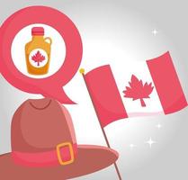 xarope de bordo da bandeira canadense e desenho vetorial de chapéu vetor