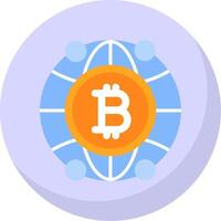 global bitcoin plano bolha ícone vetor