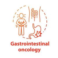 ícone do conceito de oncologia gastrointestinal. diagnóstico de enterovírus, tratamento. perturbação digestiva. ilustração de linha fina de ideia de cuidados de saúde. desenho de cor rgb de contorno isolado de vetor