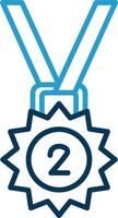 medalha linha azul dois cor ícone vetor