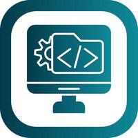 Programas desenvolvimento glifo gradiente canto ícone vetor