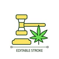 ícone de cor rgb de legalização de cannabis. uso recreativo legal. legalidade da maconha. indústria de cannabis. iniciativas de reforma. ilustração isolada do vetor. desenho de linha preenchido simples. curso editável vetor