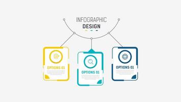 três degrau infográfico rótulo Projeto modelo com linha ícones. processo passos diagrama, apresentações, fluxo de trabalho disposição, bandeira, fluxo gráfico, informação gráfico ilustração. vetor