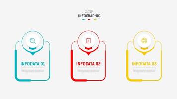 três degrau infográfico rótulo Projeto modelo com linha ícones. processo passos diagrama, apresentações, fluxo de trabalho disposição, bandeira, fluxo gráfico, informação gráfico ilustração. vetor