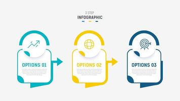 três degrau infográfico rótulo Projeto modelo com linha ícones. processo passos diagrama, apresentações, fluxo de trabalho disposição, bandeira, fluxo gráfico, informação gráfico ilustração. vetor