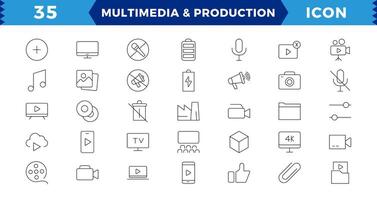 multimídia e Produção ícone definir. vetor