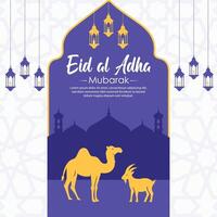 eid al adha Mubarak islâmico social meios de comunicação postar modelo vetor