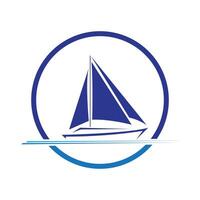 Navegando barco iate logotipo ilustração isolado em branco. iate clube logótipo vetor
