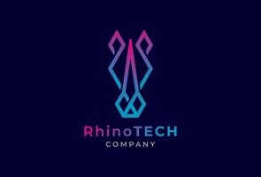 rinoceronte tecnologia logotipo Projeto inspiração, adequado para tecnologia, marca e companhia logotipo projeto, ilustração vetor