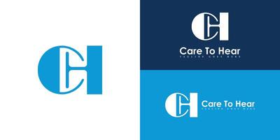 abstrato inicial carta CH ou hc logotipo dentro azul cor isolado em múltiplo fundo cores. a logotipo é adequado para audição ajuda clínica o negócio ícone logotipo Projeto inspiração modelos. vetor