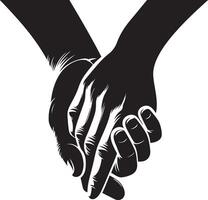 dois mãos segurando cada de outros silhueta. amizade dia Projeto conceito. vetor