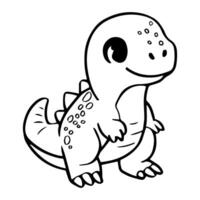 Preto e branco desenhando do uma de aparência amigável dinossauro vetor